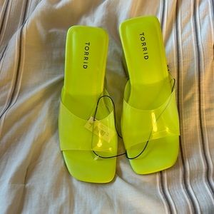 Torrid size 8.5 new with tags lime/neon green with lucite wedge